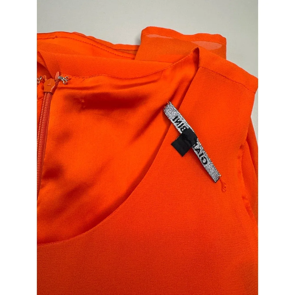 Gianni Bini‎ Maxi Dress Womens L Orange Sleeveless Chiffon Side Slit Formal